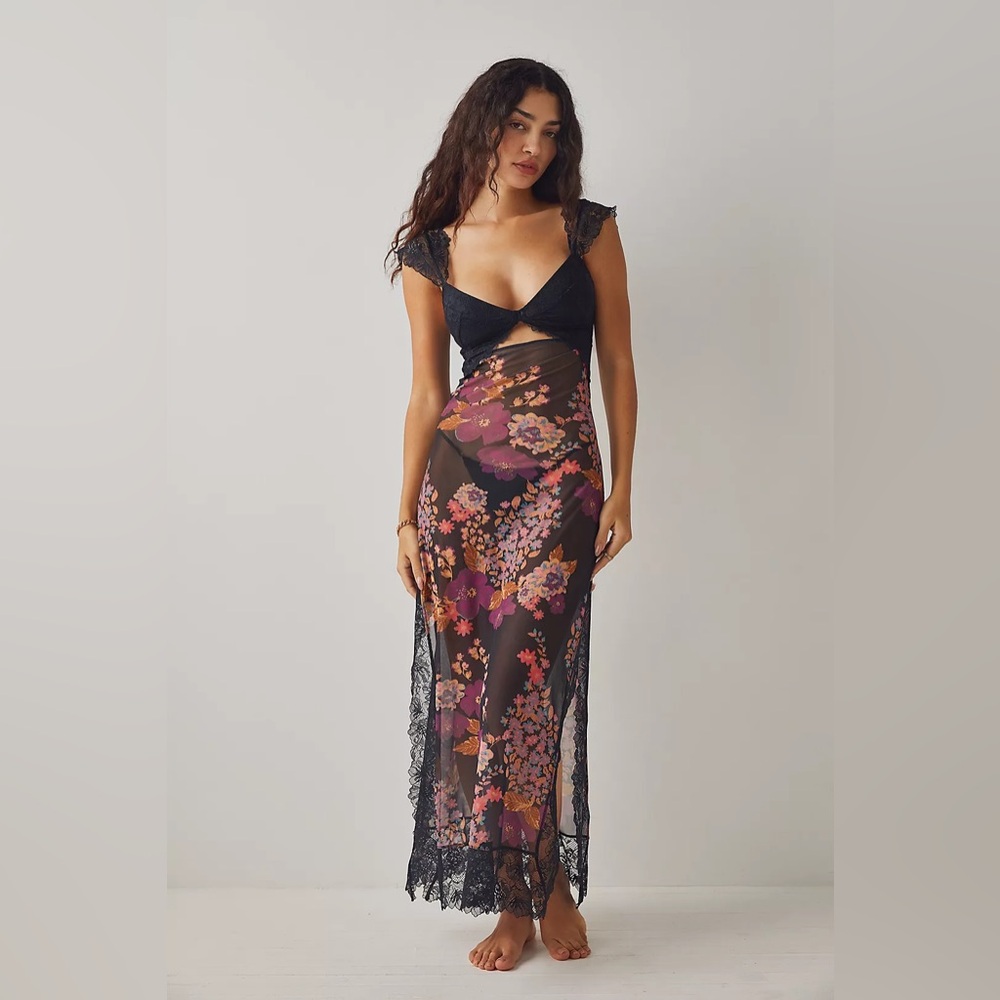 🎉LAST CHANCE🎉Free People Suddenly Fine Maxi Slip Black Combo - Picture 2 of 15